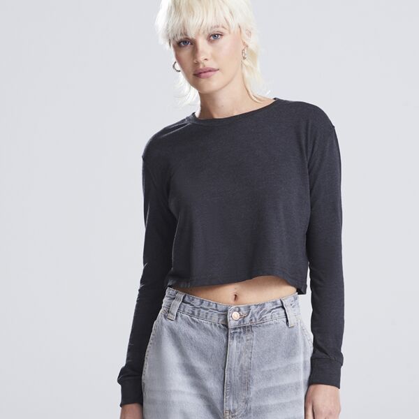 AWDis Ladies Long Sleeve Cropped T-Shirt Thumbnail