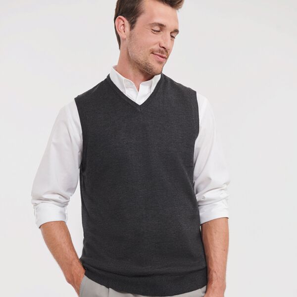 Russell Athletic Collection Sleeveless Cotton Acrylic V Neck Sweater Thumbnail