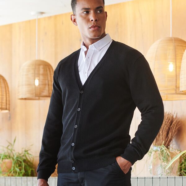 Henbury Lightweight Cotton Acrylic V Neck Cardigan Thumbnail