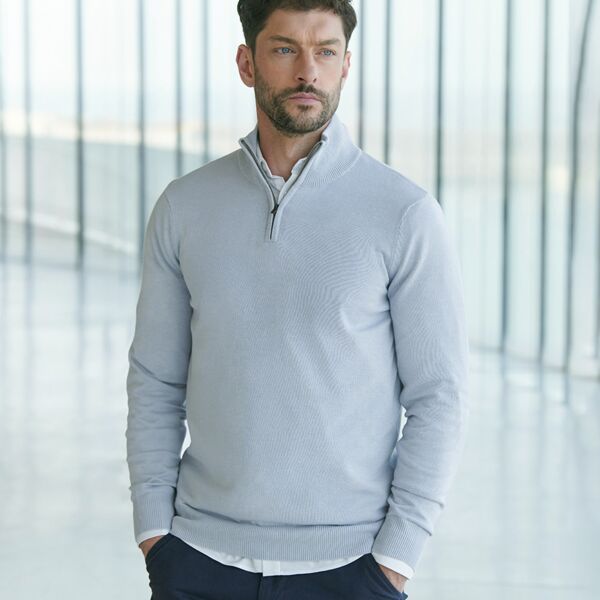Henbury Zip Neck Sweater Thumbnail
